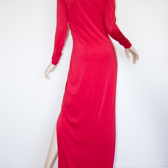 GUESS MARCIANO Sexy Dress Gown Red Slit Full length V Neck Medium 350$ - Picture 5 of 6